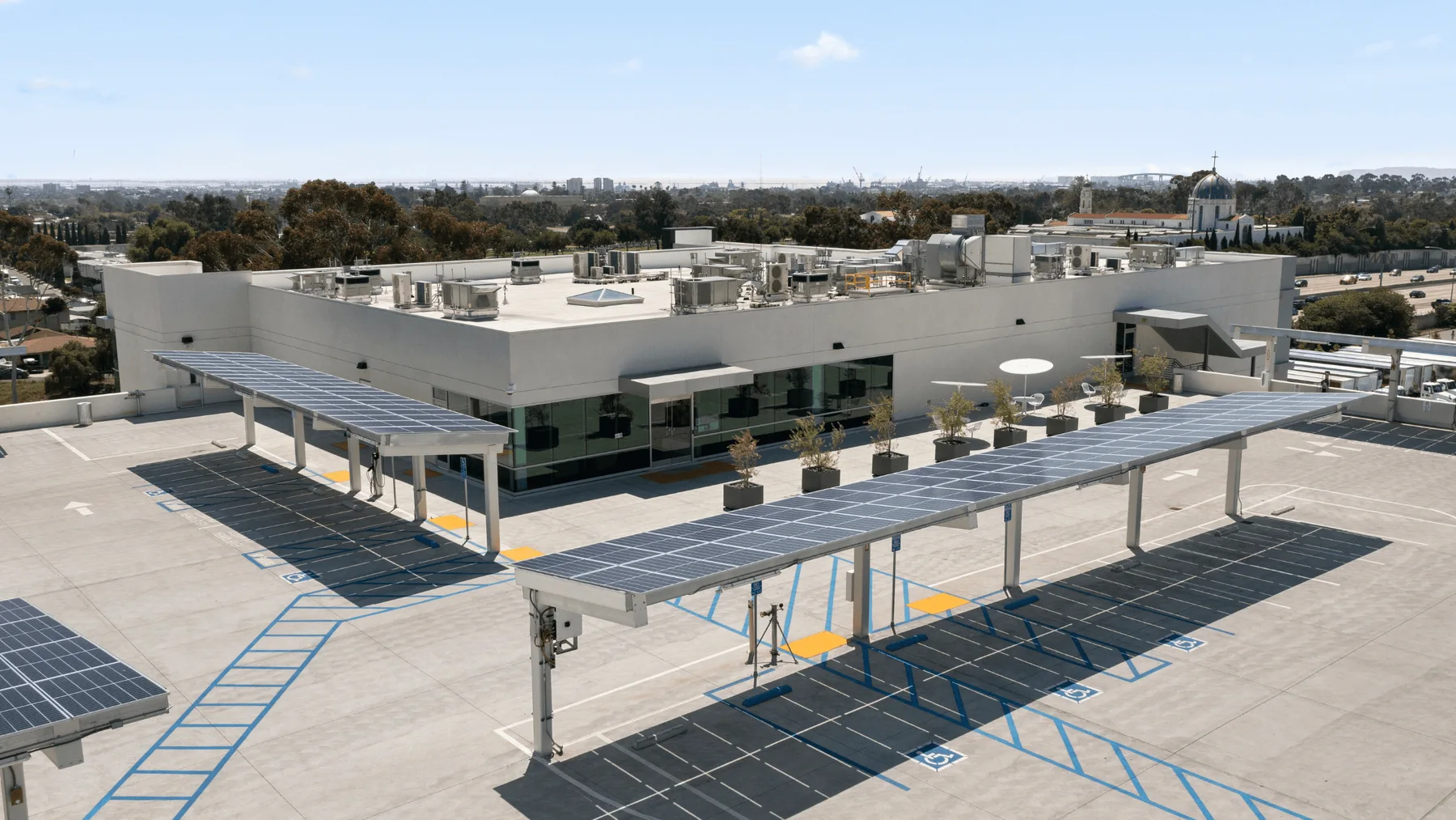 Crest Beverage: parking garage solar carport