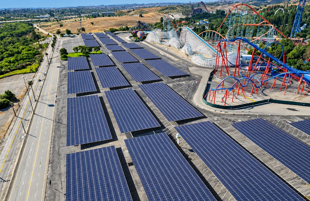 Six Flags Discovery Kingdom: solar photovoltaic carports, view 5