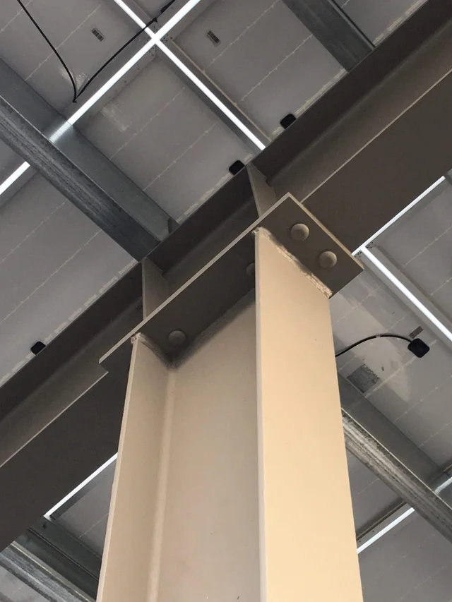 Yeti column connection and underside of solar panels