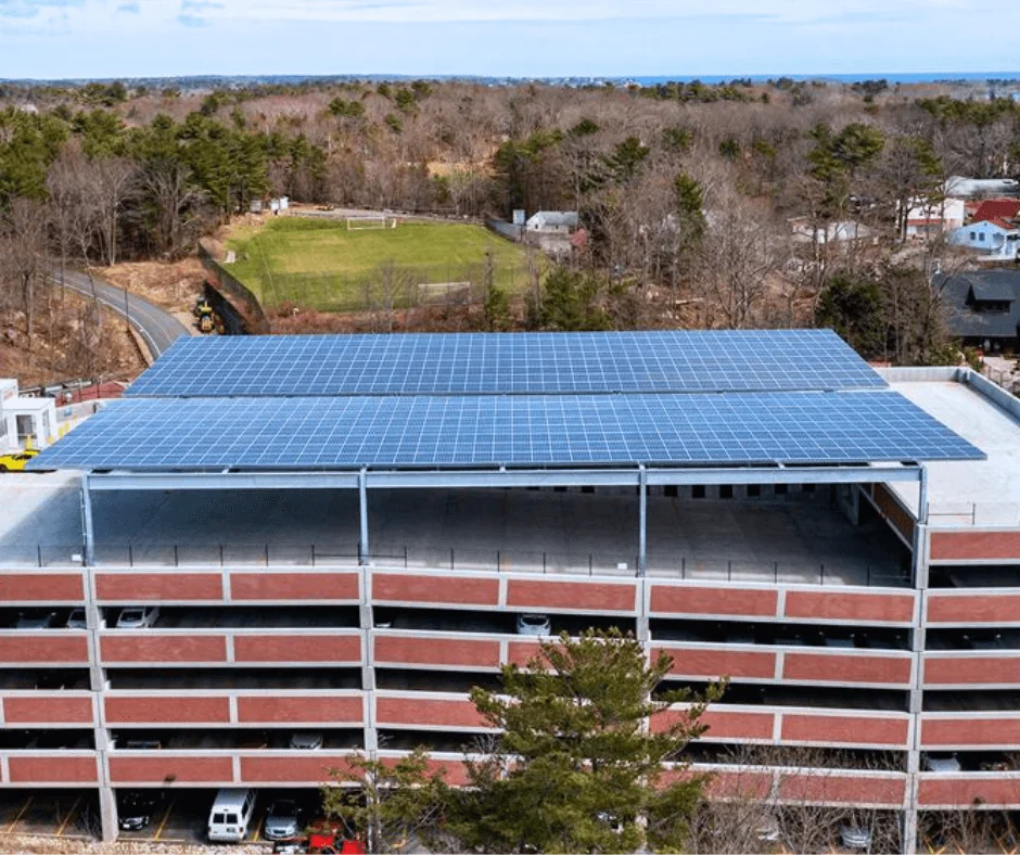 Endicott College: solar parking garage canopies