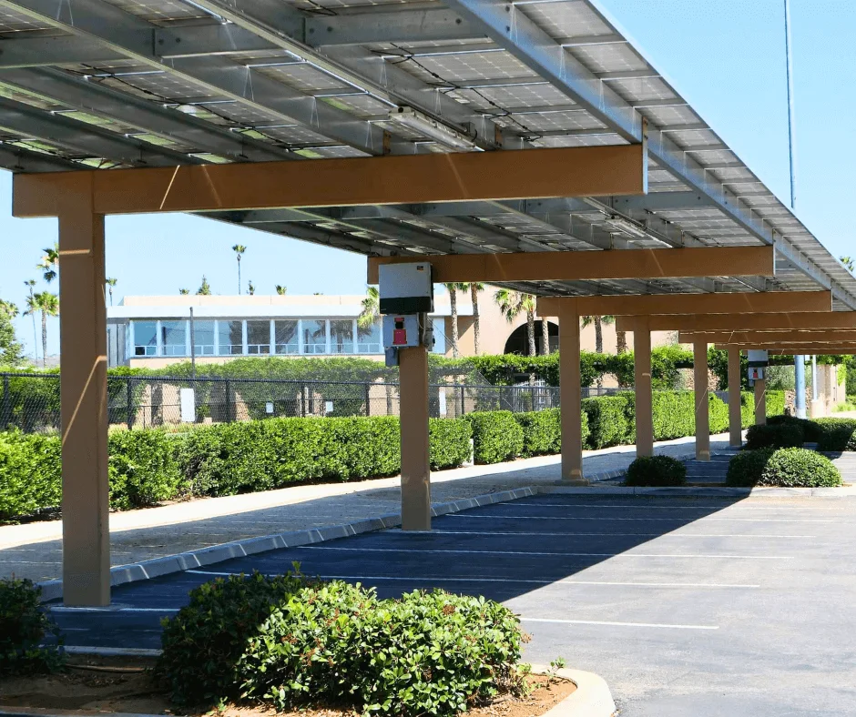 Escondido Charter School: semi-cantilever solar carports
