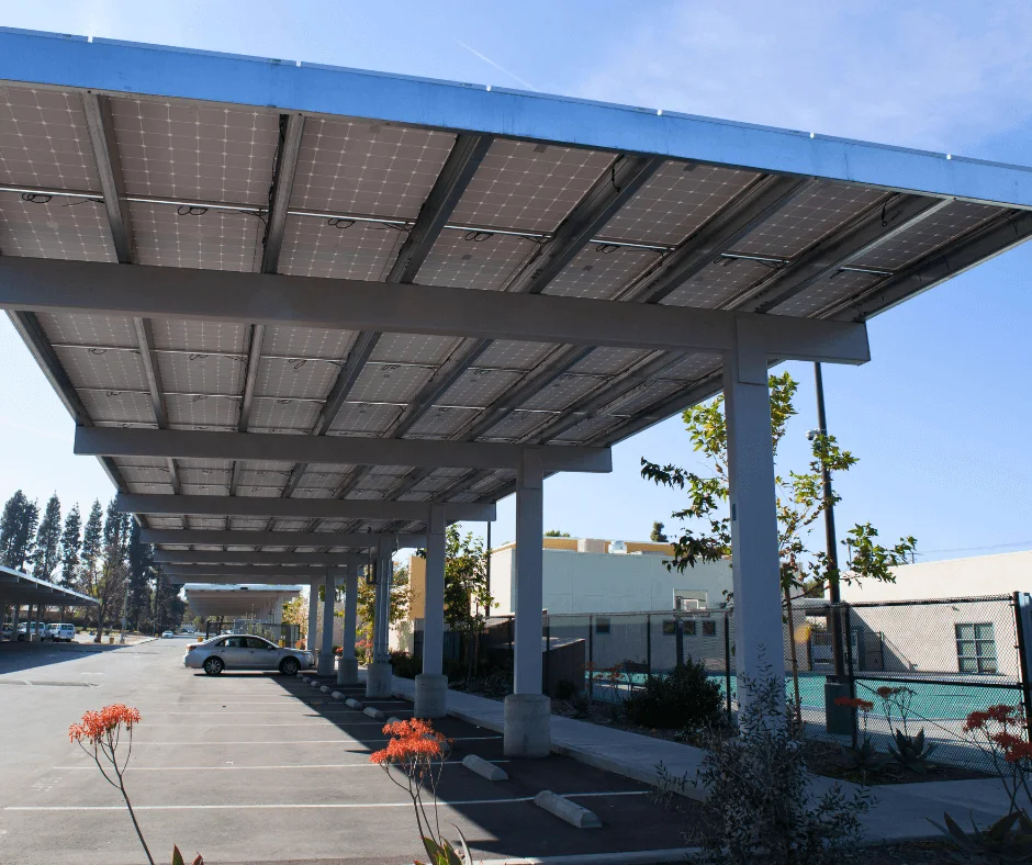 Los Angeles Valley College: semi-cantilever solar carports