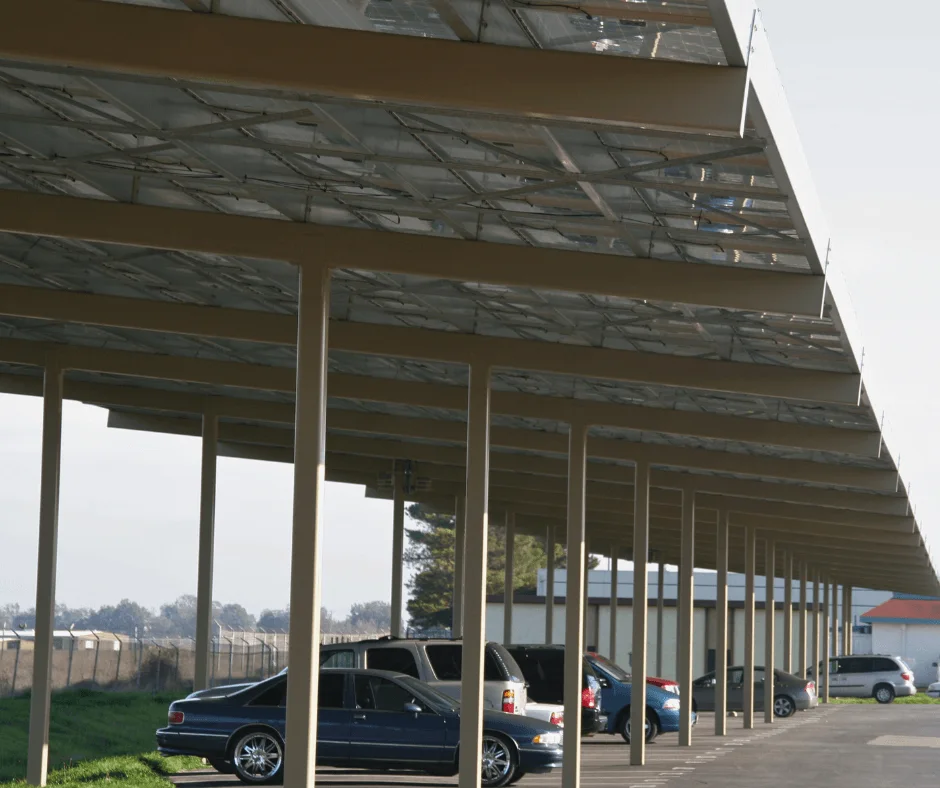 Solano County Transit Center: two-post shade canopies