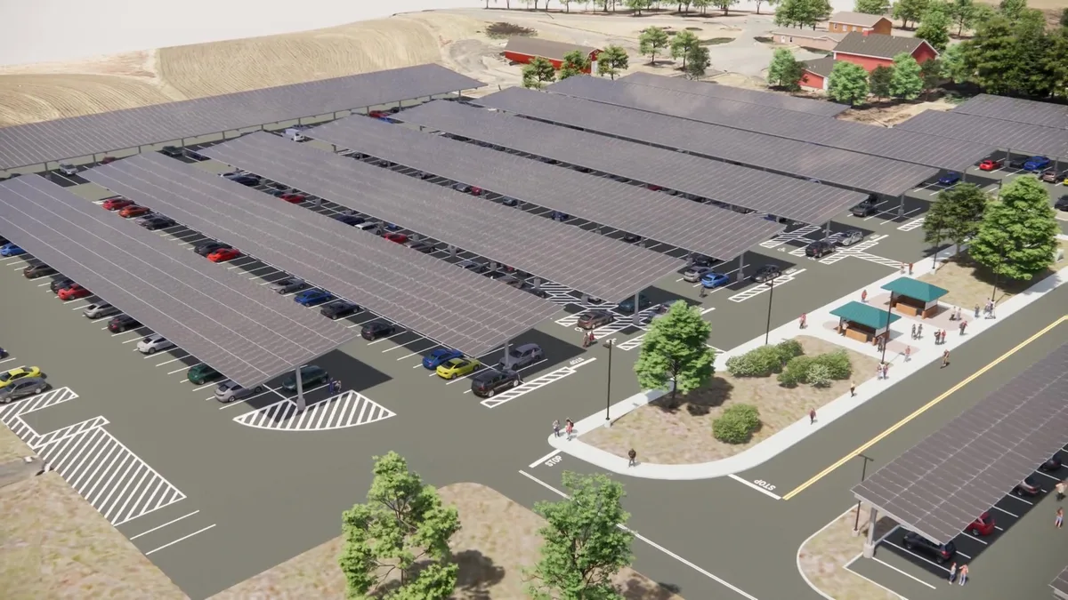 Rendering of proposed solar carport structures