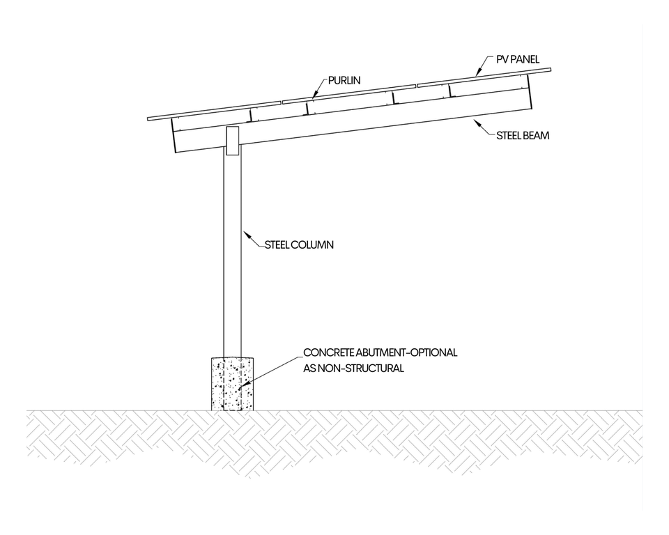 Semi Cantilever Carport cut-view diagram