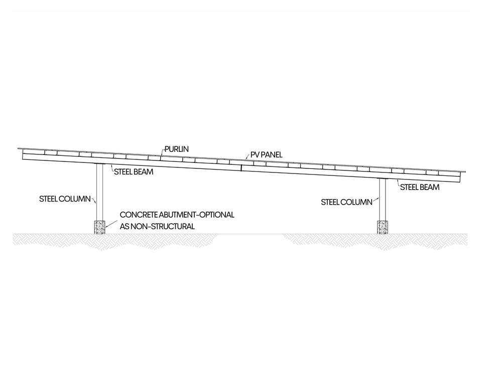 Long Span Carport cut-view diagram