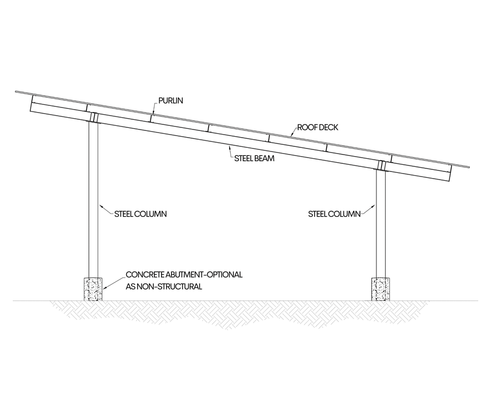 Multipurpose Monoslope Shade Structure cut-view diagram