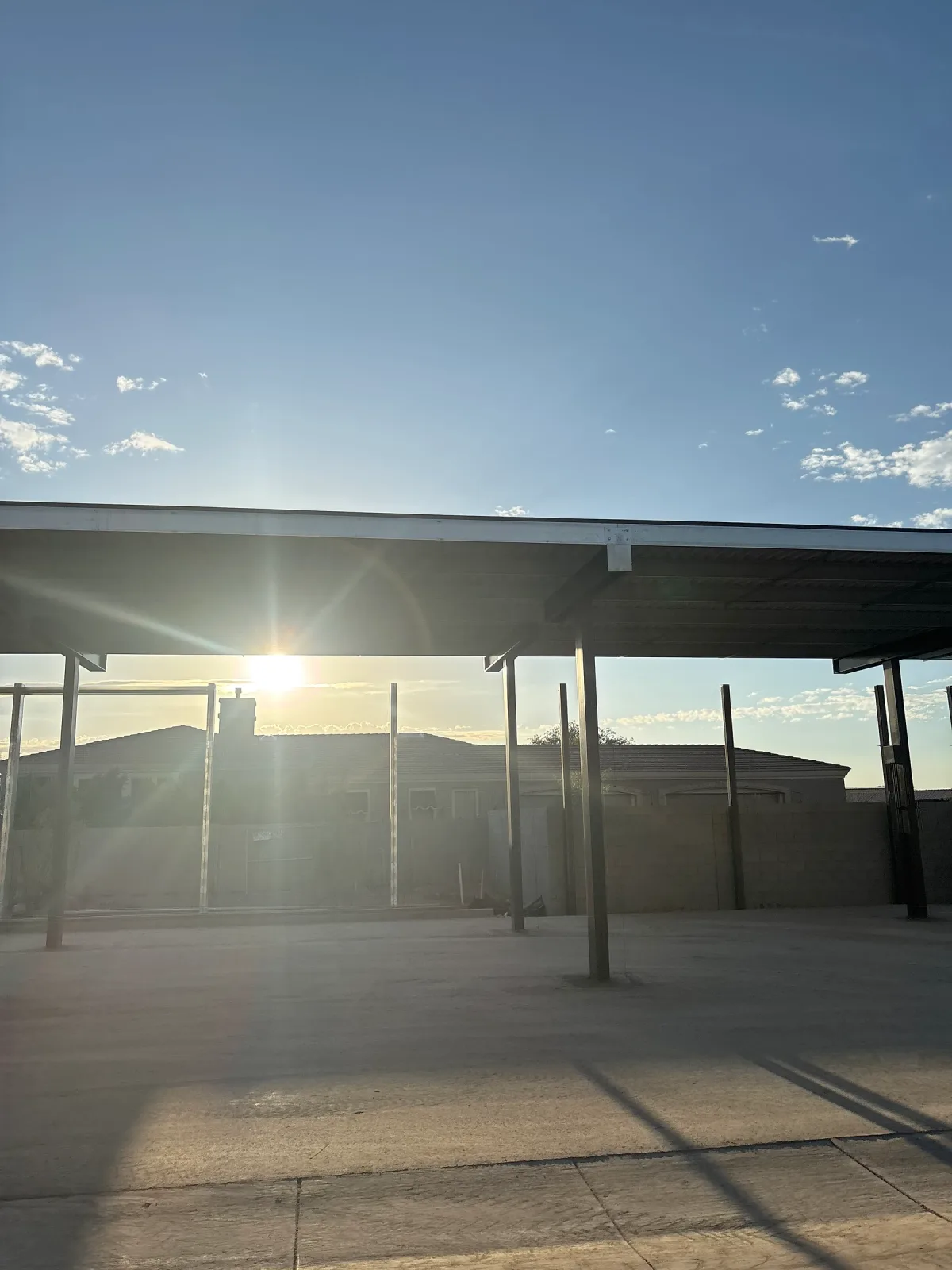 Lake Pleasant storage canopies at sunset