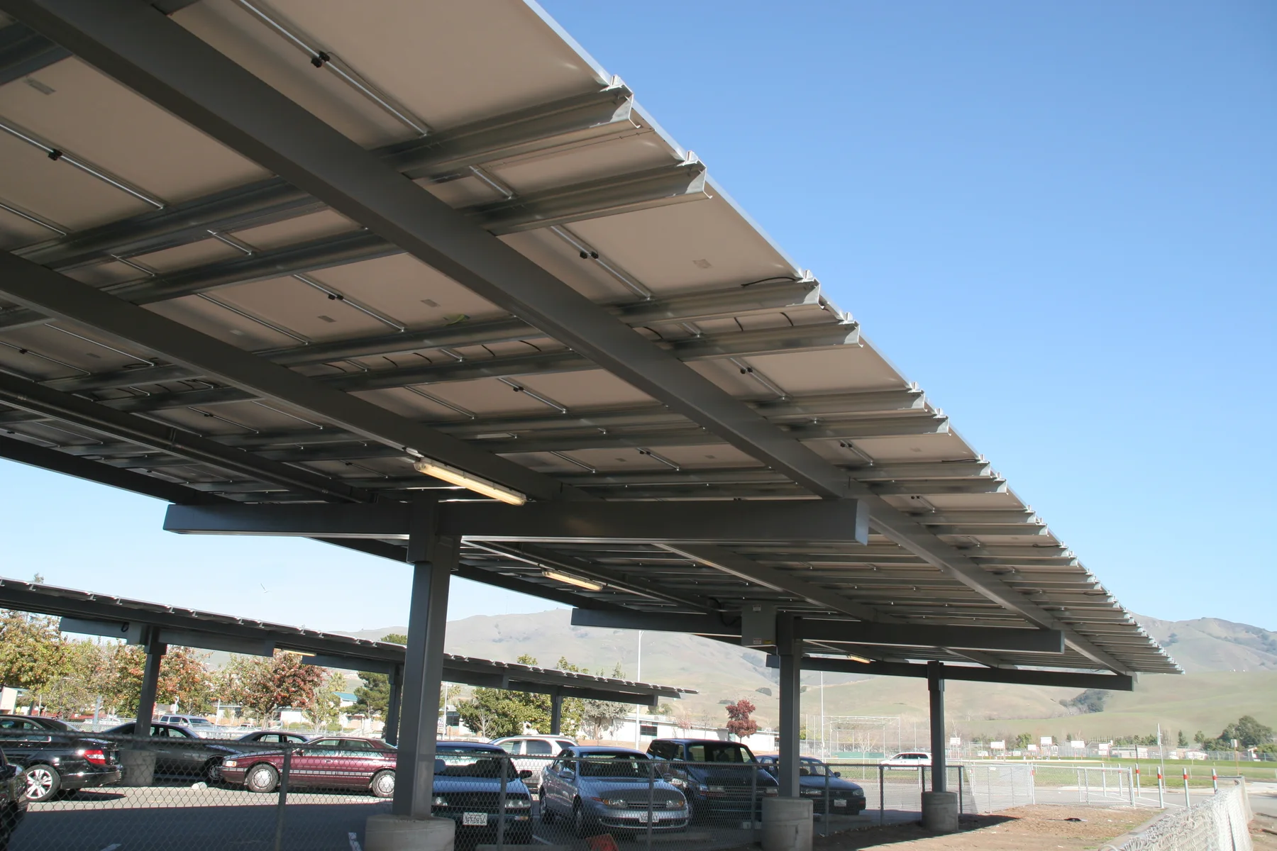Milpitas High School: solar carports, view 1